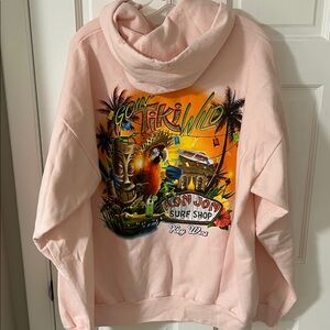 Ron Jon Y2K Vintage  “Going Tiki Wild” Key West Hooded Sweatshirt Pink XL